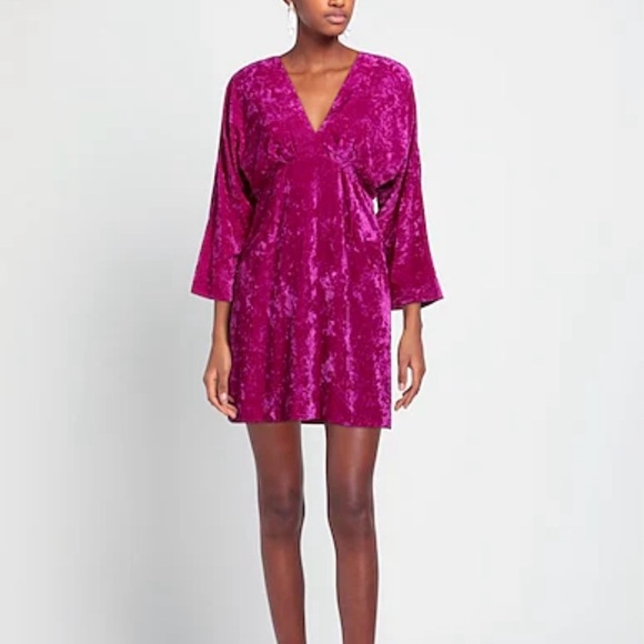 SANDRO Paris Velvet Mini Dress in The Color Garnet. - Picture 1 of 14